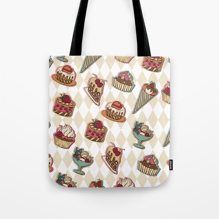 Vintage Pastries Sweets on White Tote Bag