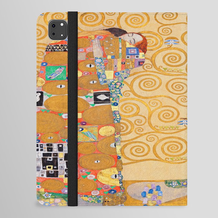 Gustav Klimt - The Lovers (Fulfillment) Part 8 - Nine Cartoons for the Execution of a Frieze for the Dining Room of Stoclet House in Brussels - 1911 - Symbolism - Digitally Enhanced Version - iPad Folio Case