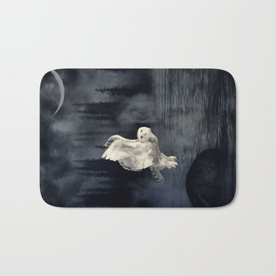 The owl and her mystical moon Bath Mat