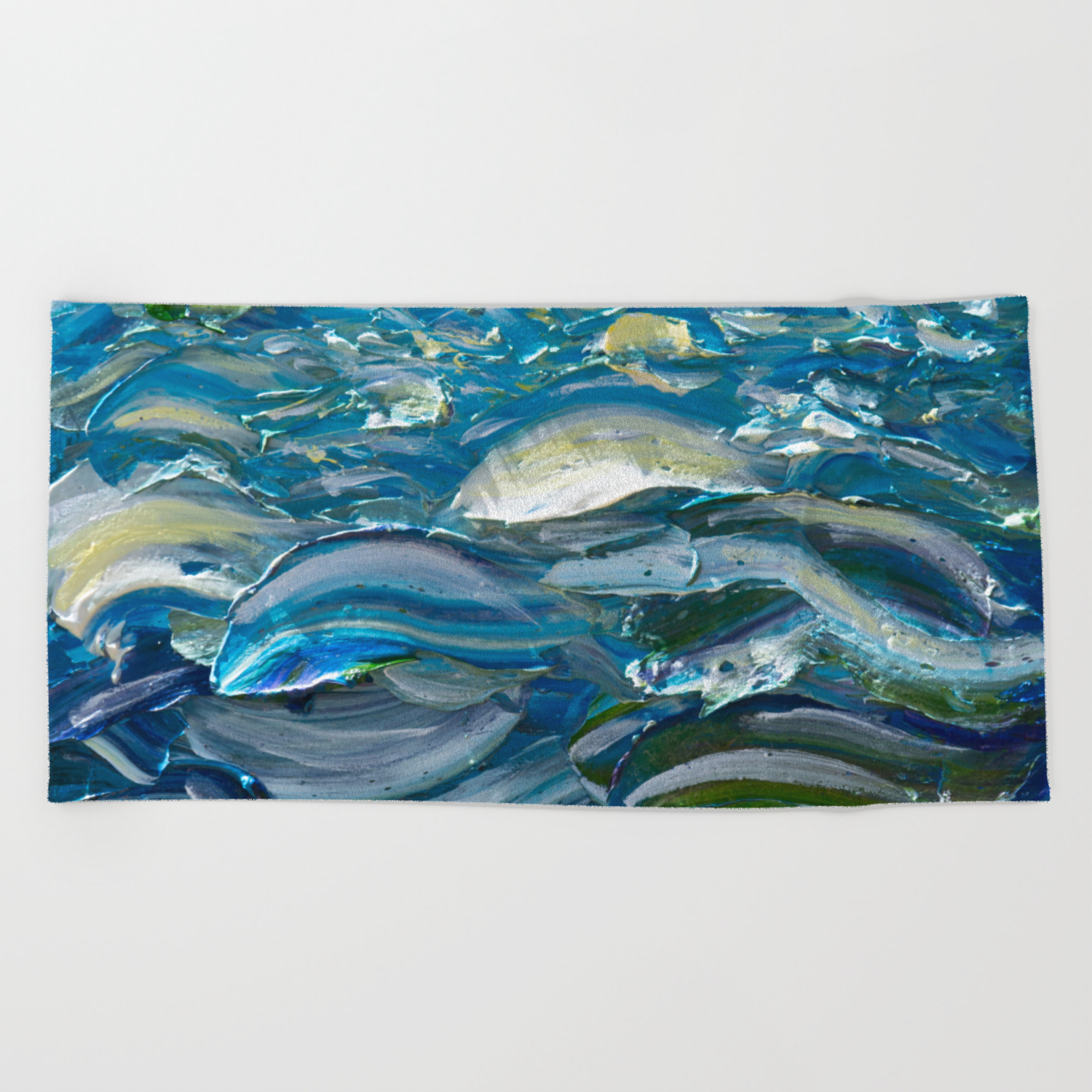 Original Oil Painting With Palette Knife On Canvas Impressionist Roling Blue Sea Waves By Olena Art Beach Towel By Olenaart Society6