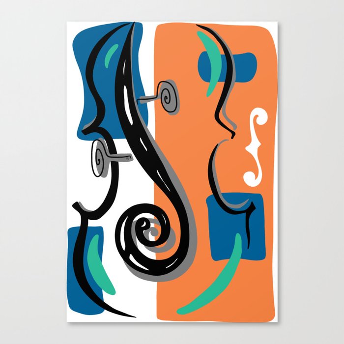 Scroll Pride - violin viola cello love - orange and teal Leinwanddruck Scroll Pride - violin viola cello love - orange and teal Leinwanddruck
