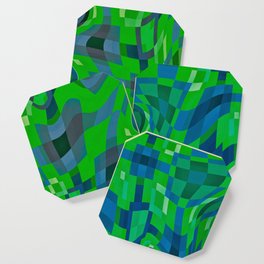 ADAGE emerald green, royal blue abstract design Coaster