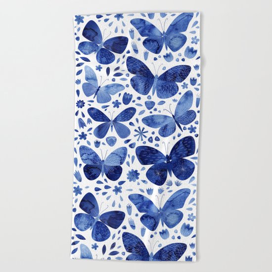 Blue Butterflies Beach Towel