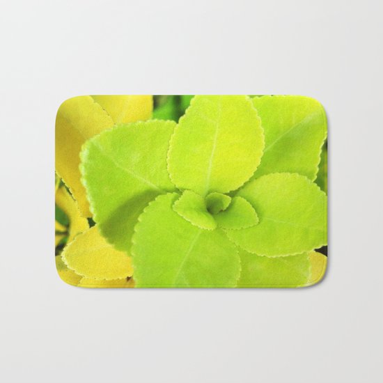 Macro Acid Lime Green Leaves Bath Mat