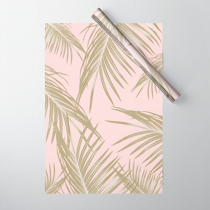 Blush Gold Palm Leaves Dream #1 #tropical #decor #art #society6 Wrapping Paper