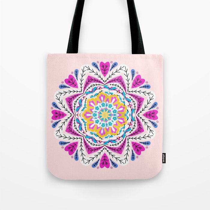 Embroidered Mandala Design Tote Bag