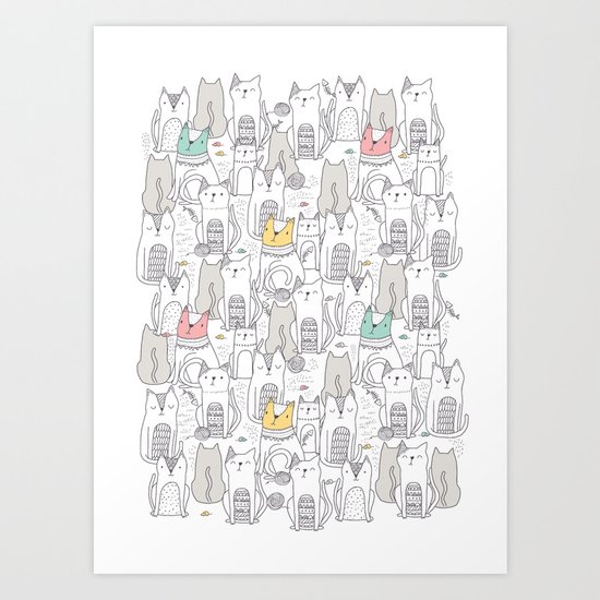 Doodle Cats Art Print