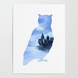 Castle Owl Silhouette Poster
