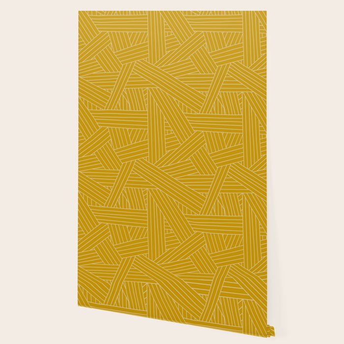Crossing Lines In Mustard Yellow Wallpaper By Latheandquill Society6