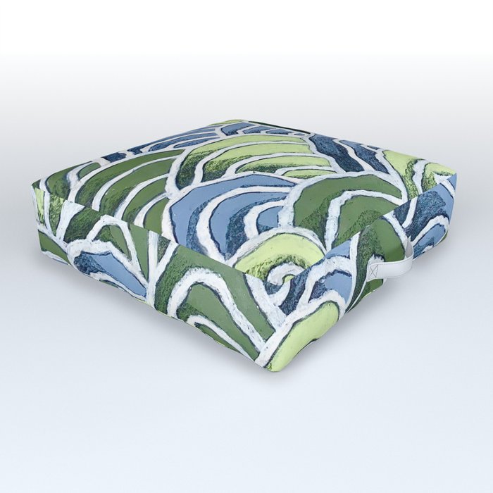Waves with Wax Pastels for Ocean Lovers by Christie Olstad Outdoor Floor Cushion