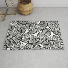 Black and White Garden Leaves Area & Throw Rug