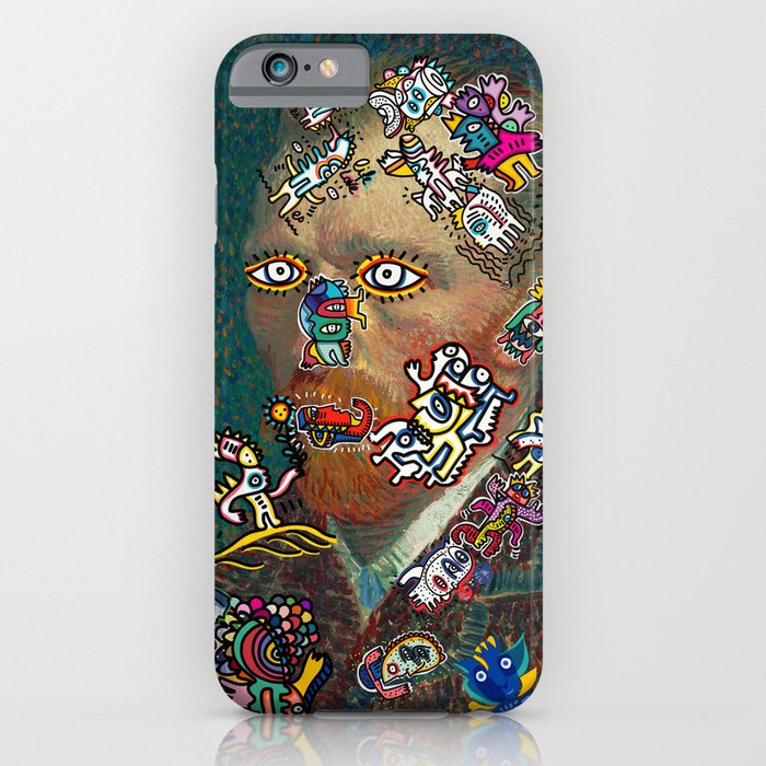 Self Portrait by Vincent Van Gogh  and Graffiti Cool Monsters  iPhone Case