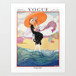 Vintage Magazine Cover - Windy Beach Art Print