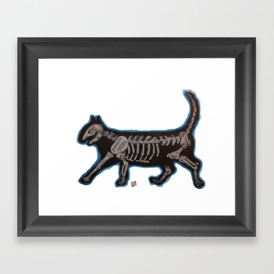 Skeleton Cat Framed Art Print
