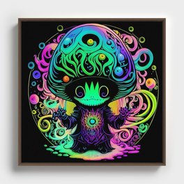 Shroomling! Psychedelic Trippy Fantasy Wonderland Mushroom Creature Framed Canvas