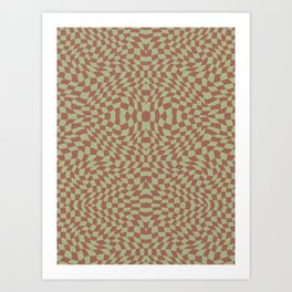 Jakarta brown and olive checker symmetrical pattern Art Print