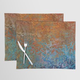 Vintage Rust, Terracotta and Blue Placemat | Nature, Aesthetic, Minimal, Industrial, Graphicdesign, Retro, Bohemian, Marble, Rust, Metal 