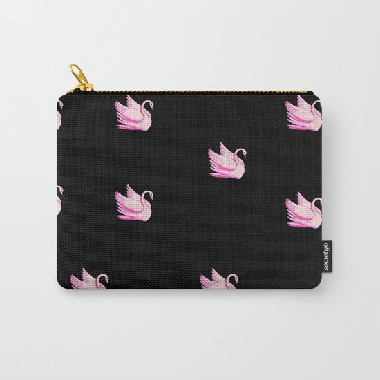 pink bird on black background Carry-All Pouch