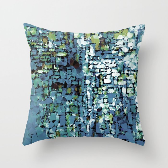 Blue Green Abstract Geometric Low Poly Modern Art Throw Pillow