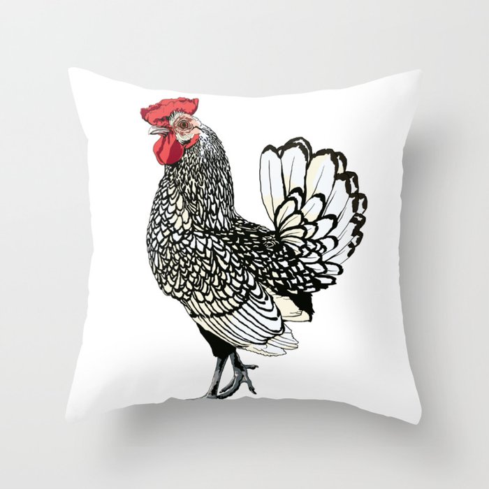 Chicken 3 in Color (2022) Throw Pillow