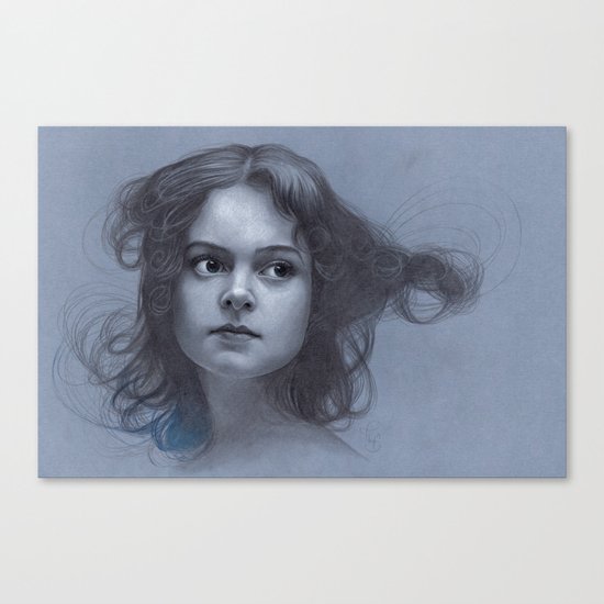 Behind greyness - pencil drawing on paperboard Canvas Print
