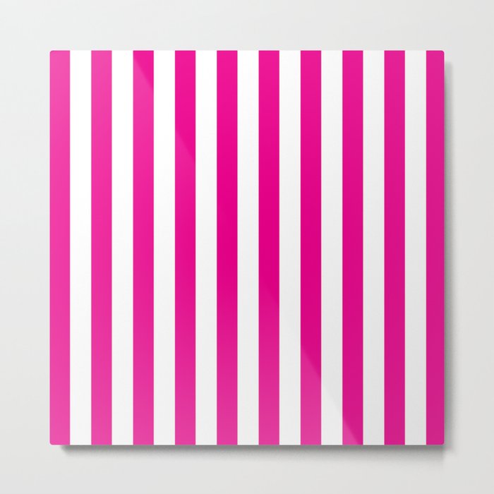 Vertical Pink Stripes Metal Print