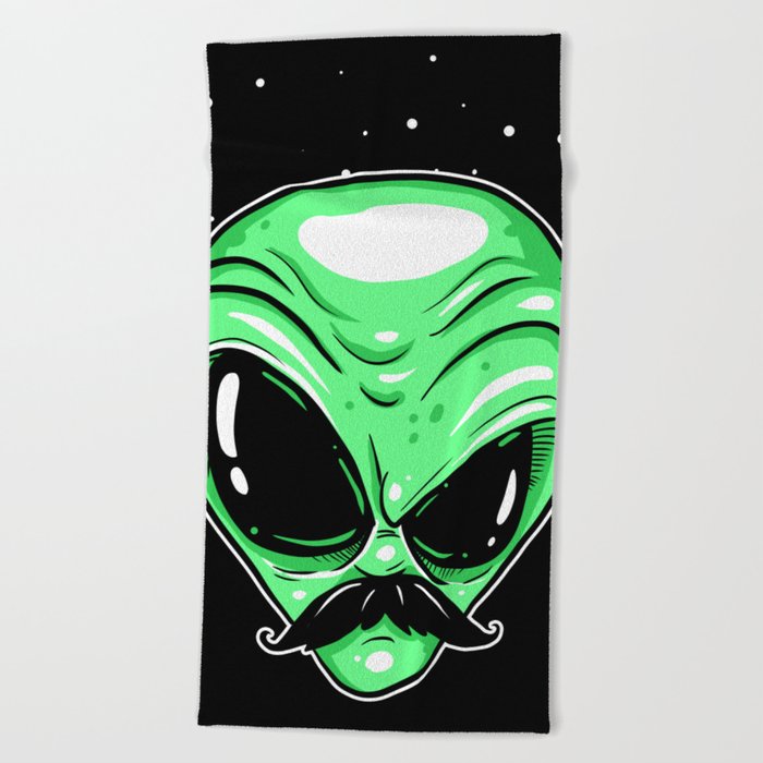 Alien Mustache Beach Towel