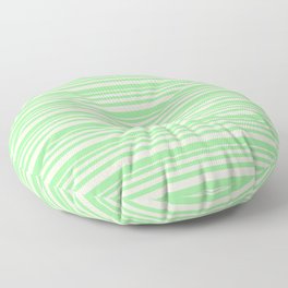[ Thumbnail: Beige and Green Colored Lined/Striped Pattern Floor Pillow ]
