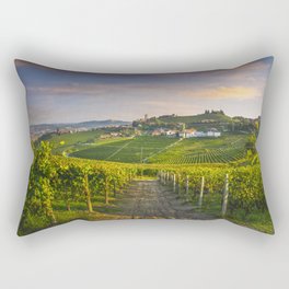 Barbaresco and Vineyards after Sunrise. Langhe, Italy Rectangular Pillow