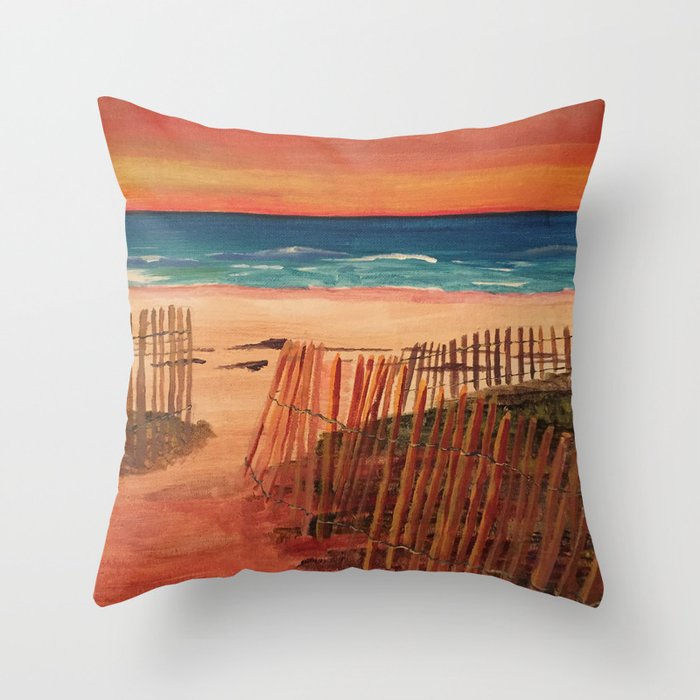 Sunset on the Beach Throw Pillow