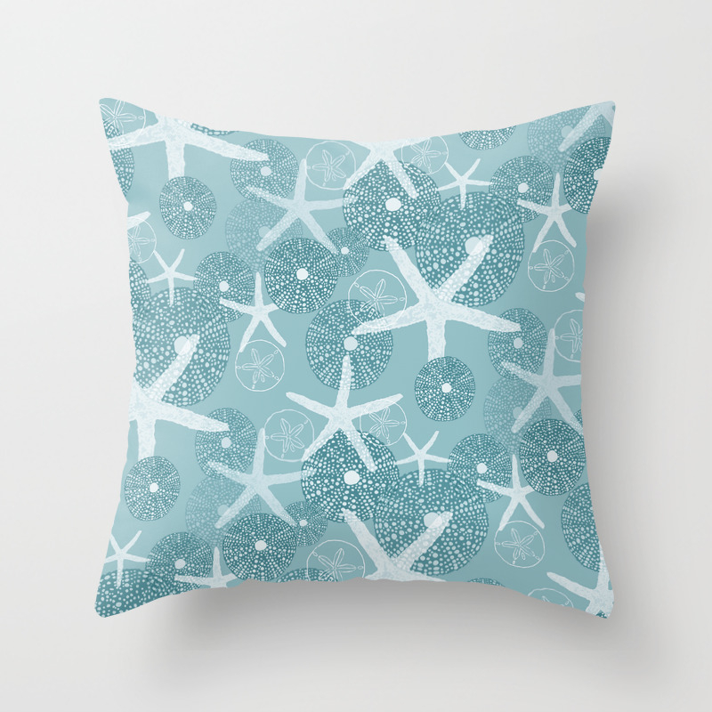 Larger Starfish Sea Urchins Painting Throw Pillow By
