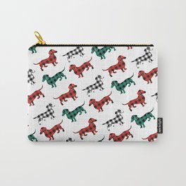 Christmas Dachshunds Red Flannel Carry-All Pouch