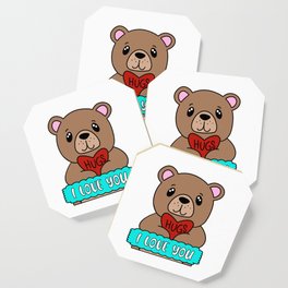 I Love You Valentine's Teddy Bear Coaster