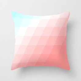 Pastel Cyan Light Echos Geometric Pink Sherbert Vector Pattern Throw Pillow