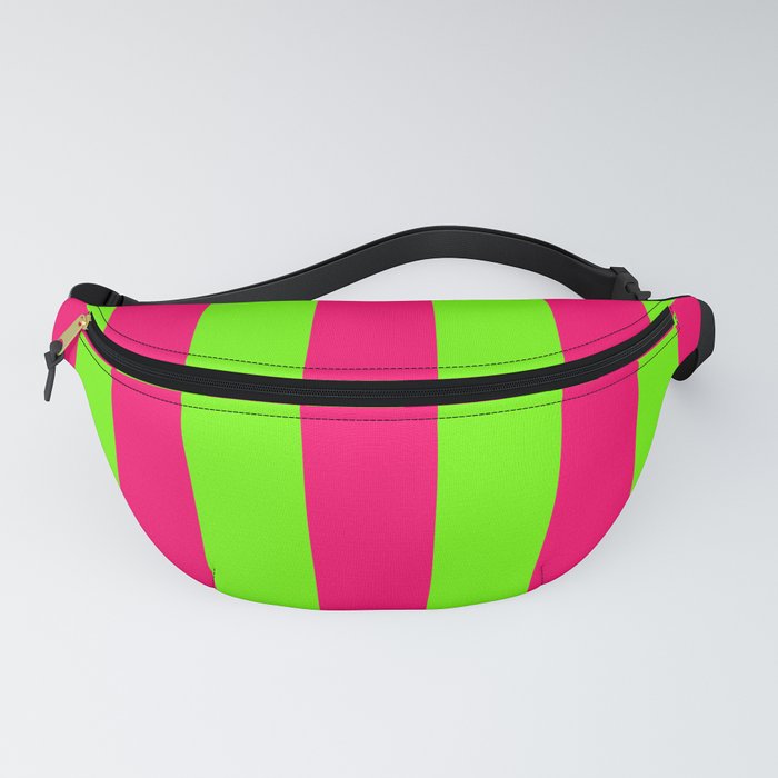 Bright Neon Green and Pink Vertical Cabana Tent Stripes Fanny Pack