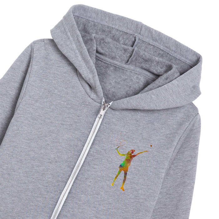 Tennis player in watercolor-woman Kids Zip Hoodie