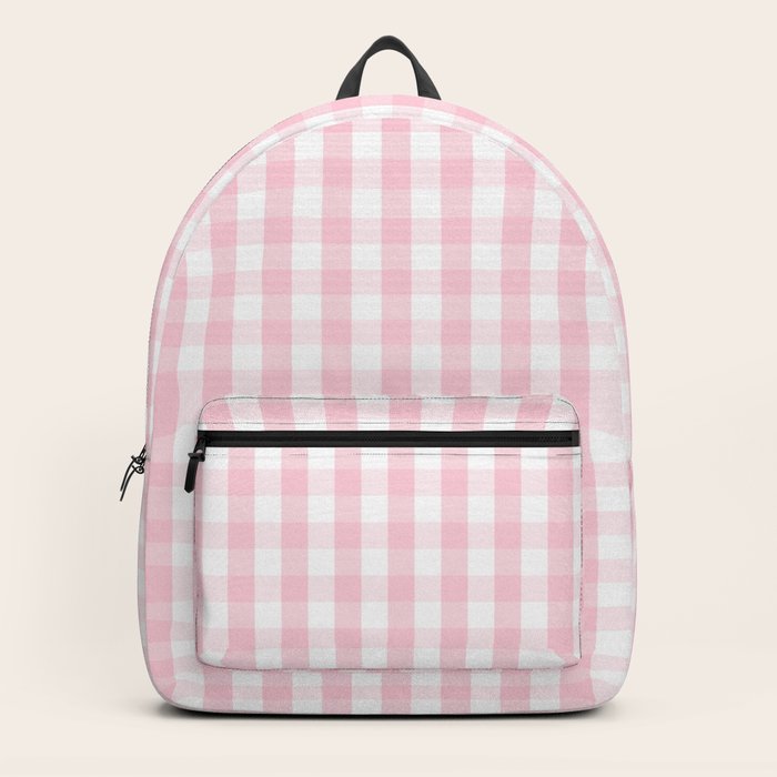 pink checkered backpack