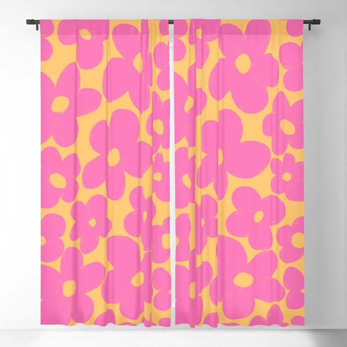 Retro Flowers #6 #floral #pattern #decor #art #society6 Blackout Curtain