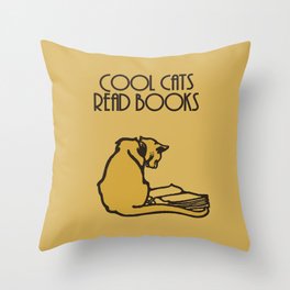 Cool cats read books Throw Pillow