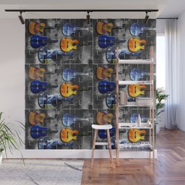 Five Guitars on B&W Wall Mural