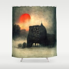 Sunset on a strange alien world Shower Curtain