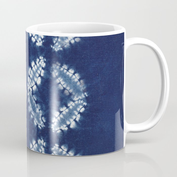 Shibori Print - Textile Art - Japanese Indigo Tie Dye Coffee Mug