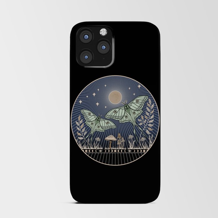 Luna Moths with moon and mushrooms - art and 2022 Lunar calendar (Northern Hemisphere) iPhone Card Case
