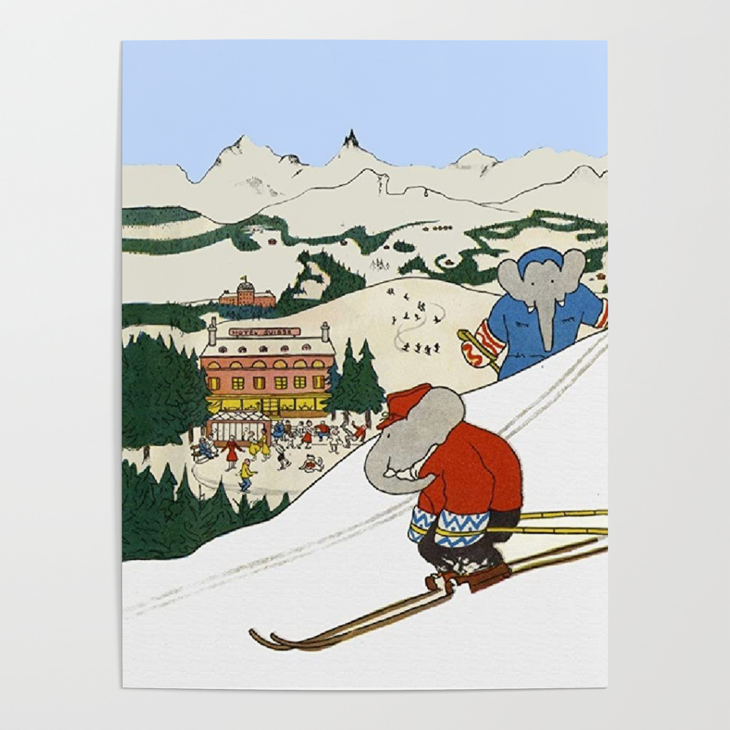 Pin's Babar Babar en ski 