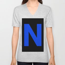 Letter N (Blue & Black) V Neck T Shirt