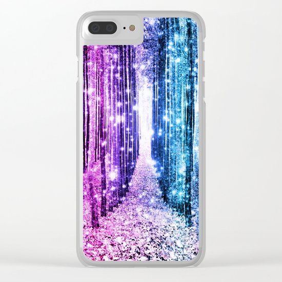 Magical Forest : Aqua Periwinkle Purple Pink Ombre Sparkle Clear iPhone Case