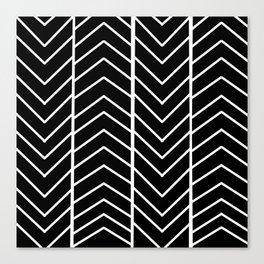 Black and white herringbone pattern Canvas Print