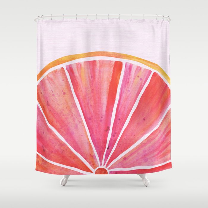 Sunny Grapefruit Watercolor Shower Curtain