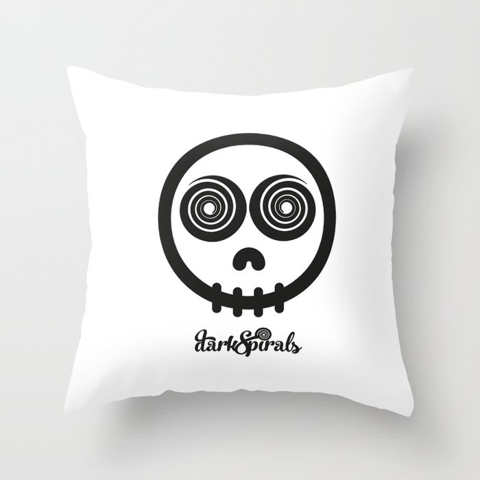 DarkSpirals Collection: Skull Black Throw Pillow