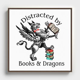 Books and Dragons Framed Canvas